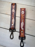 Feather Tooled Wristlet Leather Keychain