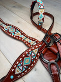 Navajo Teal and Brown Beaded Tack Set