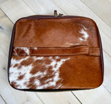 Western Cowhide Leather Toiletry and Cosmetic Bag