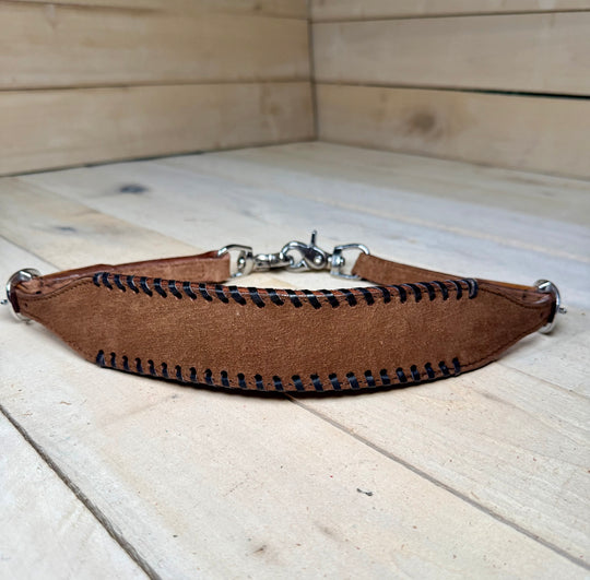 Rough Out Suede Black Whipstitch Wither Strap