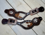 Copper Studded Cowhide Spur Straps