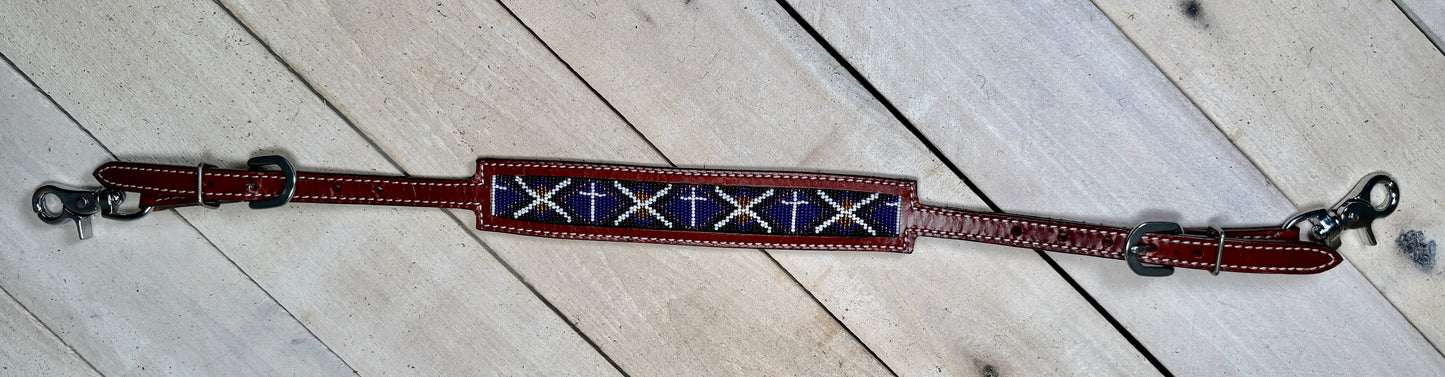 Purple Cross Beaded Wither Strap