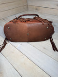 Turquoise Stone Soft Leather Braided Tassel Tote