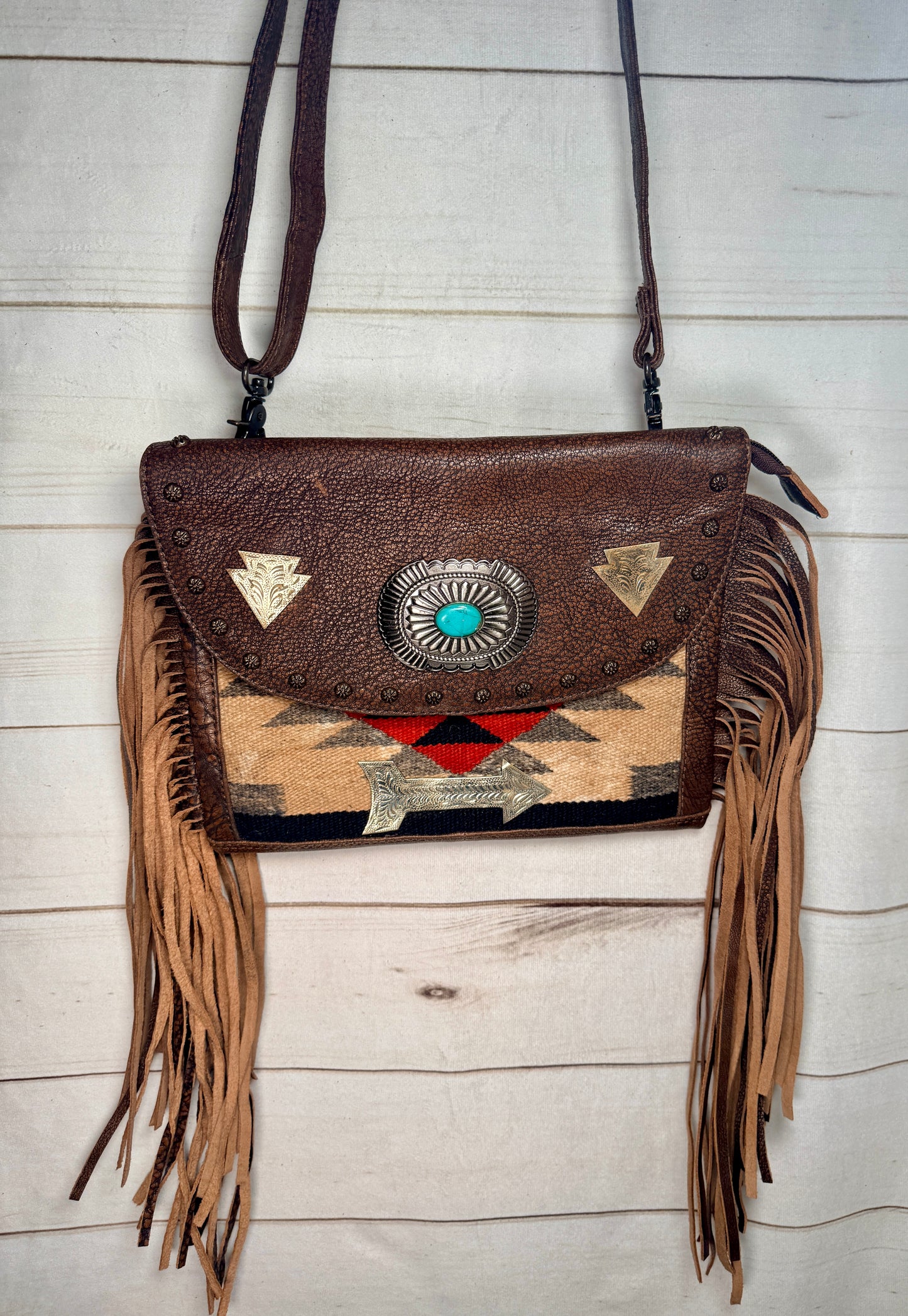 Saddle Blanket Copper Studded Crossbody Bag