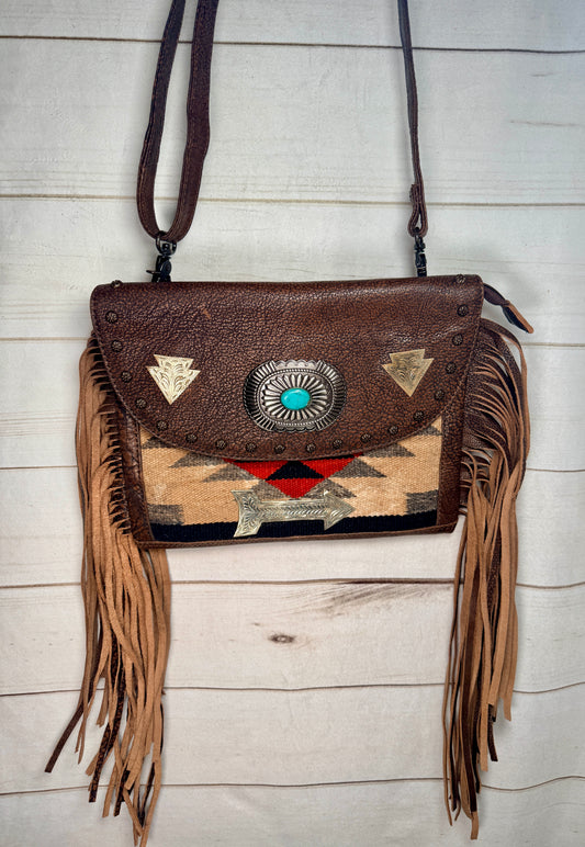 Saddle Blanket Copper Studded Crossbody Bag