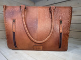 Southwest Sunflower Tooled Aztec Laptop Tote