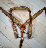 Painted Sunflower Cutout with Teal Underlay Tack Set