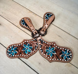 Turquoise Flower Copper Buckle Spur Strap