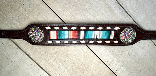Dark Brown Leather Serape Inset Wither Strap