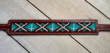 Teal and Brown Cross Beaded Wither Strap