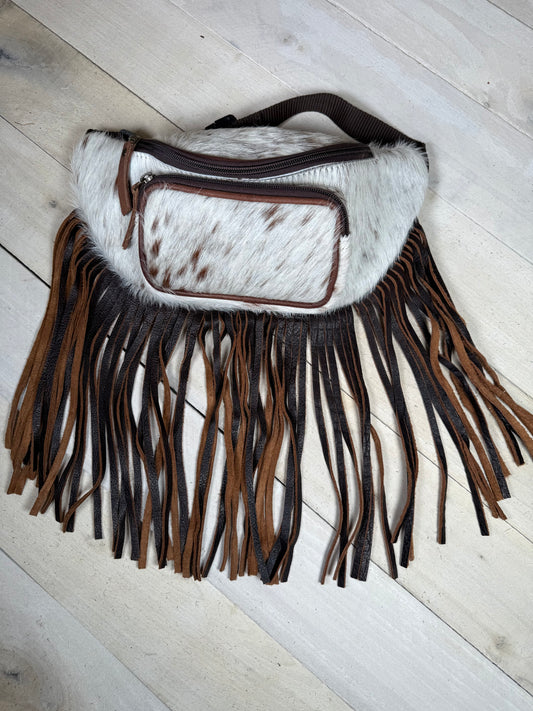 Cowhide Leather FringeCrossbody/Waist Bag