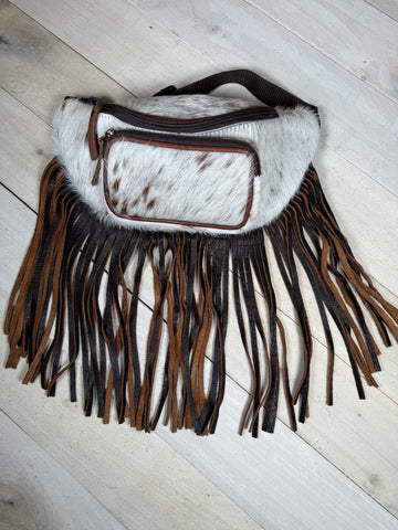 Cowhide Leather FringeCrossbody/Waist Bag