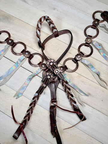 Shimmer Tassel Copper Concho and Ring  Tack Set