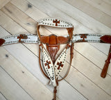 Leather Cross Hair on Hide Silver Stud Tack Set