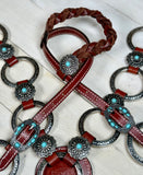 Turquoise and Silver Concho and Ring Tack Set