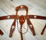 Cross Cutout Floral Tooled Tack Set