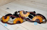 Painted Sunflower Cowhide  Concho Bronc Halter