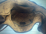 Brown, Orange and Turquoise Leather Tooled Fringe Med. Bag