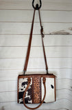 Floral Tooled Buckstitch Cowhide Tote Bag