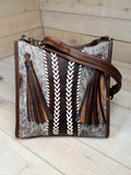 Whipstitch with Tassel Hide On Crossbody Handbag