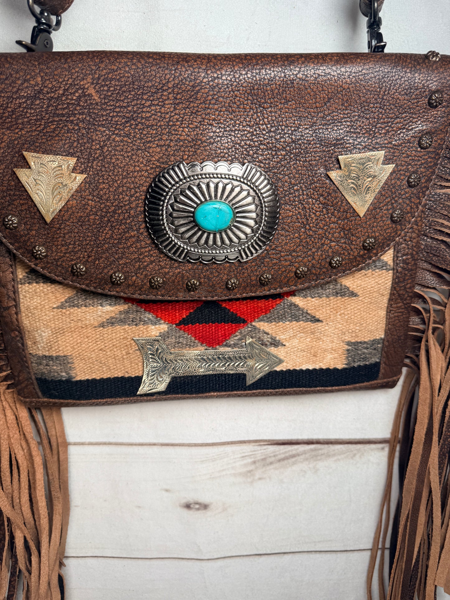 Saddle Blanket Copper Studded Crossbody Bag