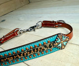 Teal Metallic Cheetah Wither Strap