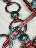 Turquoise and Silver Concho and Ring Tack Set