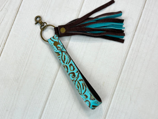 Turquoise Filigree Tassel Key Fob