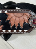 Sunflower Tooled Leather Tassel Concho Bronc Halter