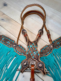 Turquoise Arrow Weaved Fringe Tack Set