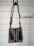 Whipstitch with Tassel Hide On Crossbody Handbag