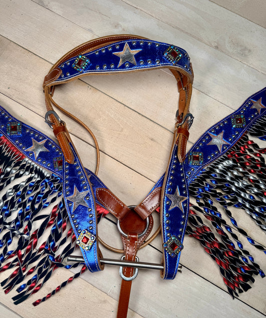 Red White and Blue Twisted Fringe Tack Set