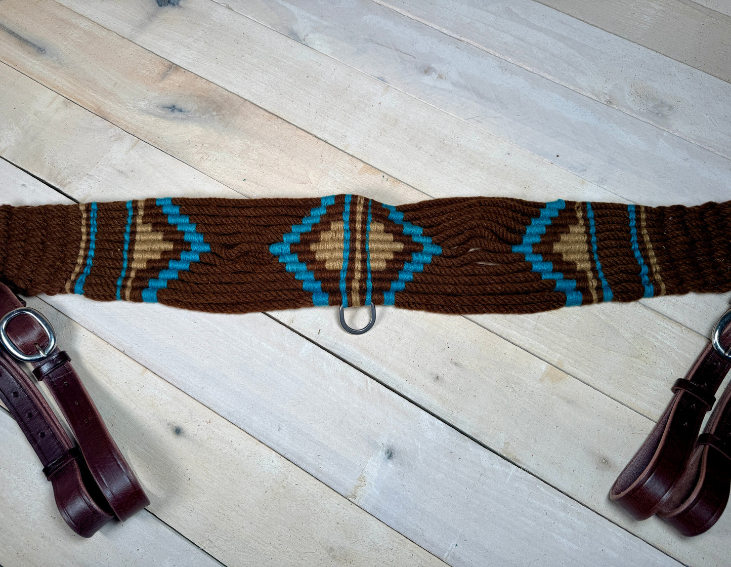 Teal and Brown Mohair Wool Tripping Collar