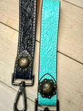 Solid Tooled Leather Wristlet Keychain