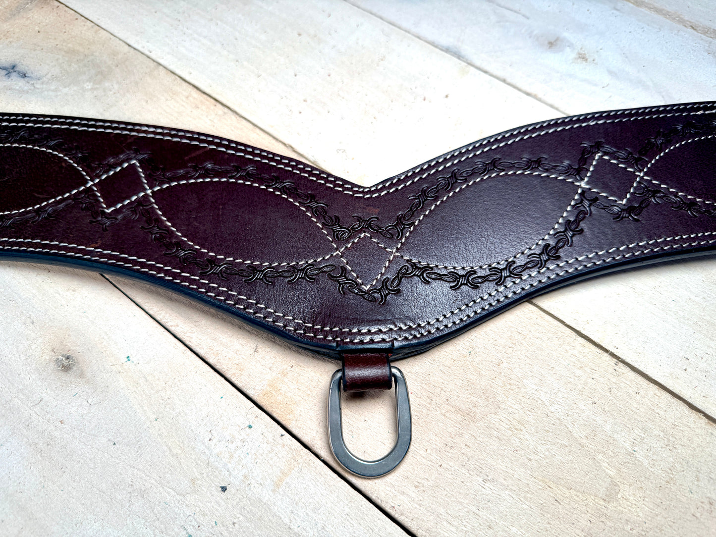 Dark Leather Barbwire Tooled Tripping Collar