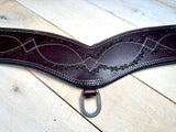 Dark Leather Barbwire Tooled Tripping Collar