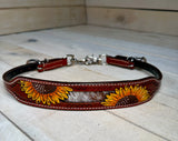 Painted Sunflower and Hide Wither Strap