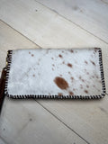 Brown Cowhide Whipstitch Leather Outer Wallet