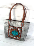 Cowhide Hide Tote Leather Tooled Firebird Pocket