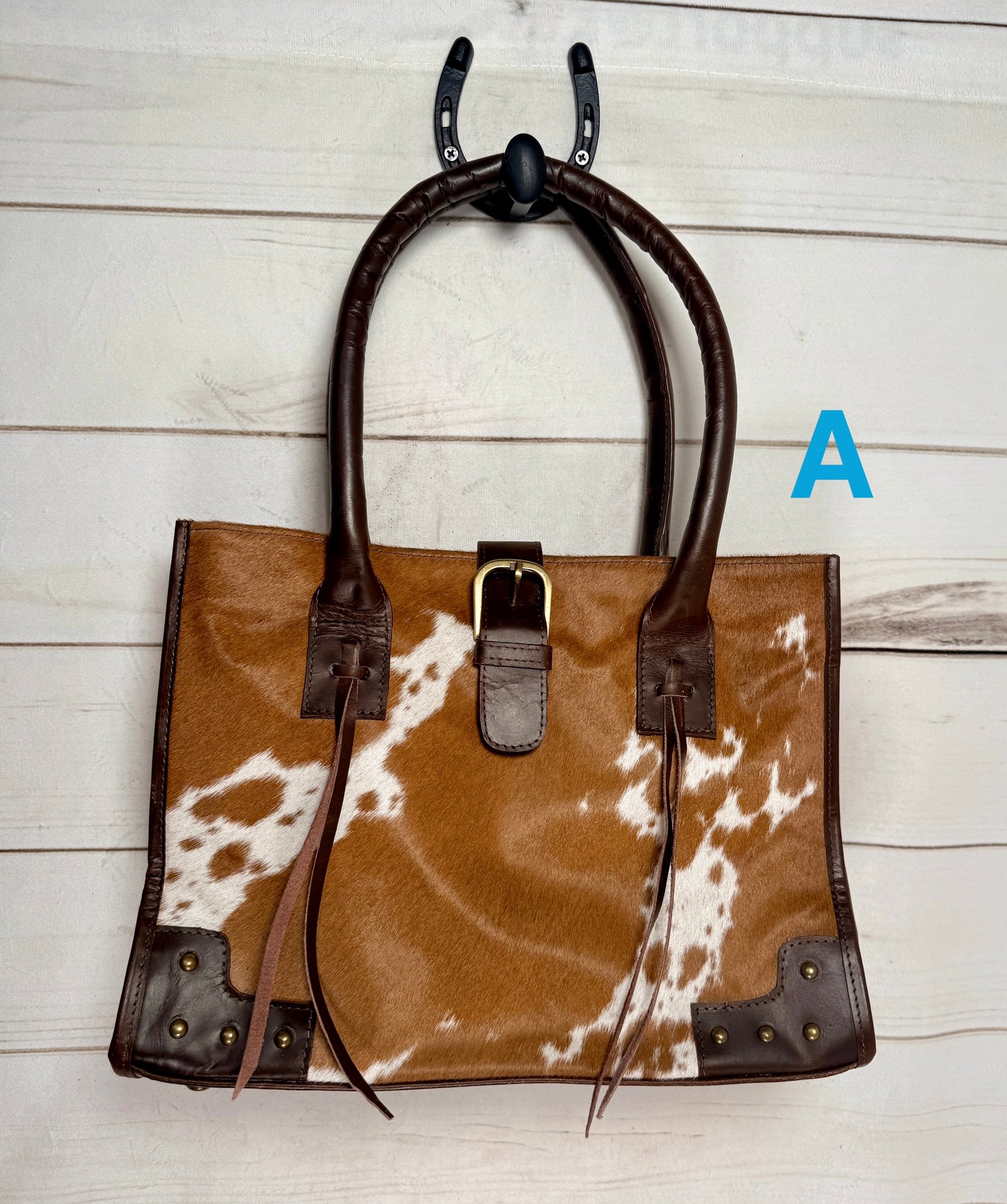 Hair-on Cowhide Leather Shoulder Handbag