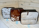 Western Cowhide Leather Toiletry and Cosmetic Bag