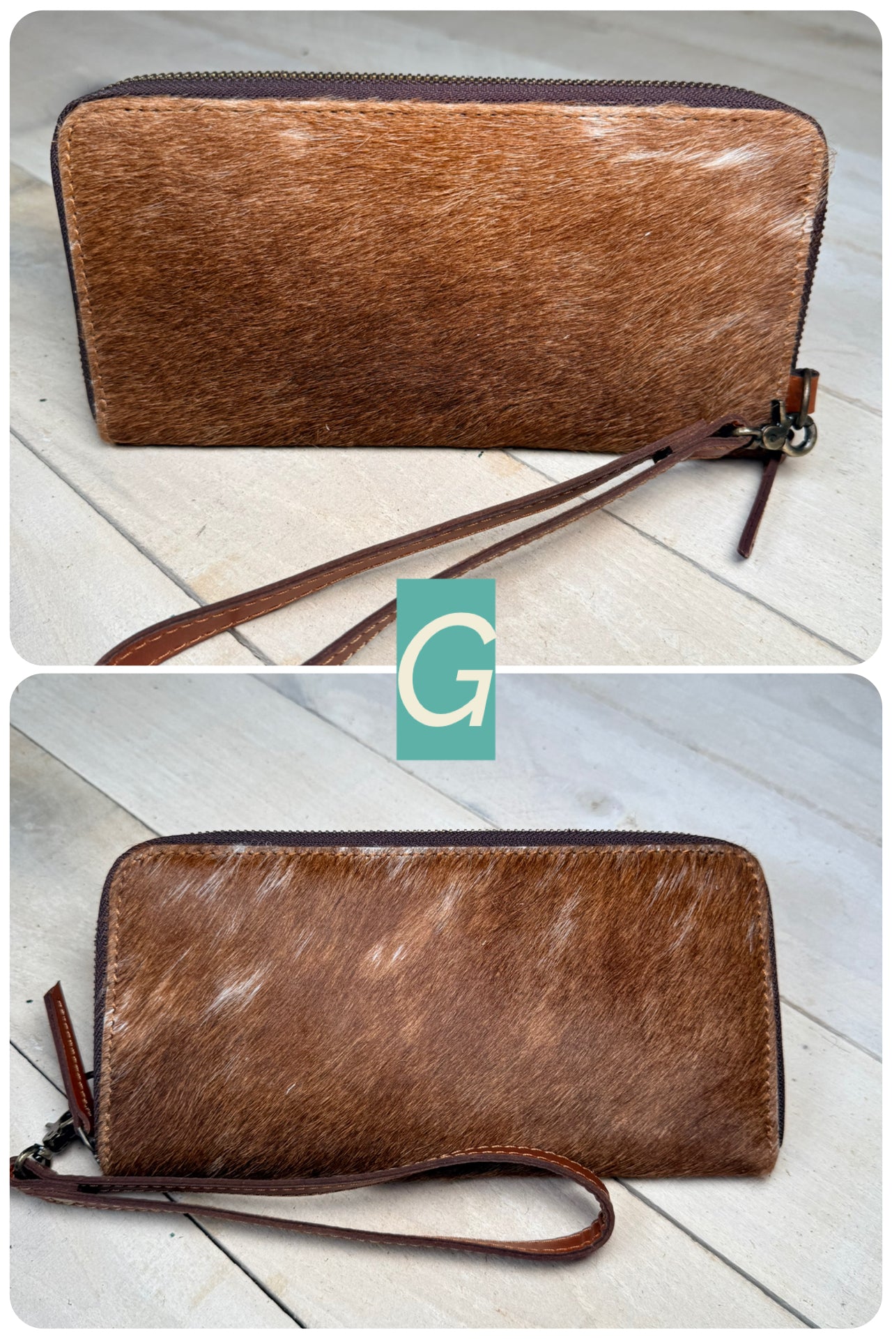 Brown Cowhide Leather Outer Wallet