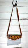 Clear Leather Tooled Painted Sunflower Bag