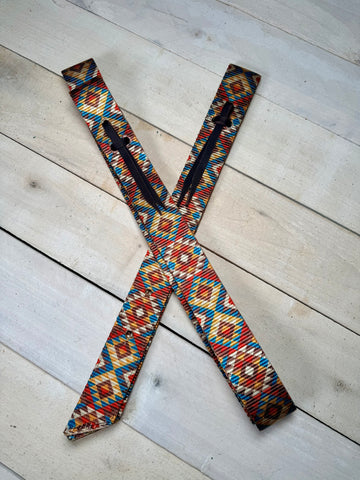 Red, Brown Gold and Turquoise Aztec Cinch Strap