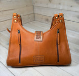 Turquoise Stone Leather Tooled Hobo Shoulder Bag