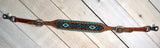 Teal and Brown Whipstitch Beaded Wither Strap