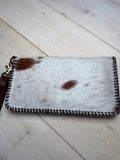 Brown Cowhide Whipstitch Leather Outer Wallet