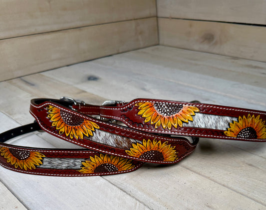 Painted Sunflower and Hide Wither Strap