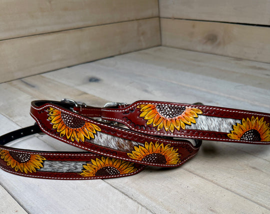Painted Sunflower and Hide Wither Strap