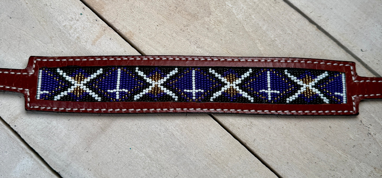Purple Cross Beaded Wither Strap